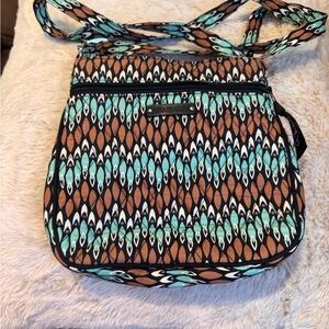 Vera Bradley Teal and Brown Patterned Crossbody Bag